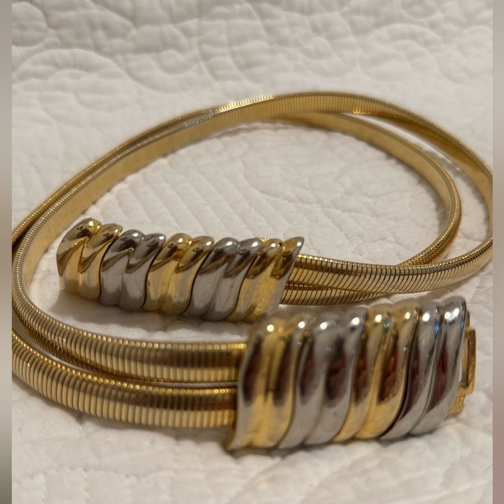 Vintage Judith Leiber gold snake chain belt
